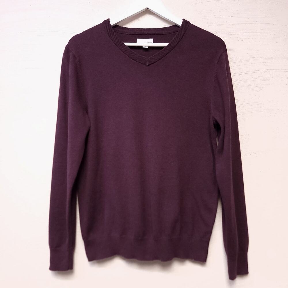 Sonoma Mens Knit Sweater Size S Neck Long Sleeves Burgundy Maroon Fall Used